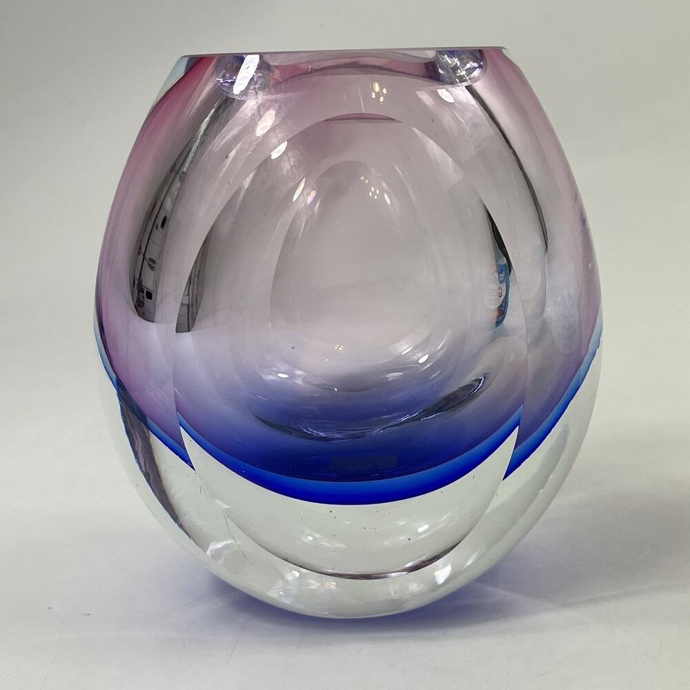 Vintage Murano Sommerso Vase Designed By Flavio Poli for Seguso Blue Pink Violet